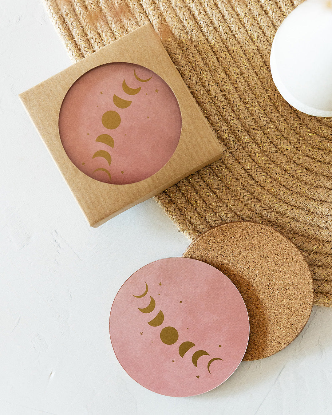 Untersetzer aus MDF mit Mondphasen