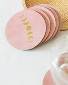 Besondere Untersetzer mit Mondphasen in Gold und Rosa