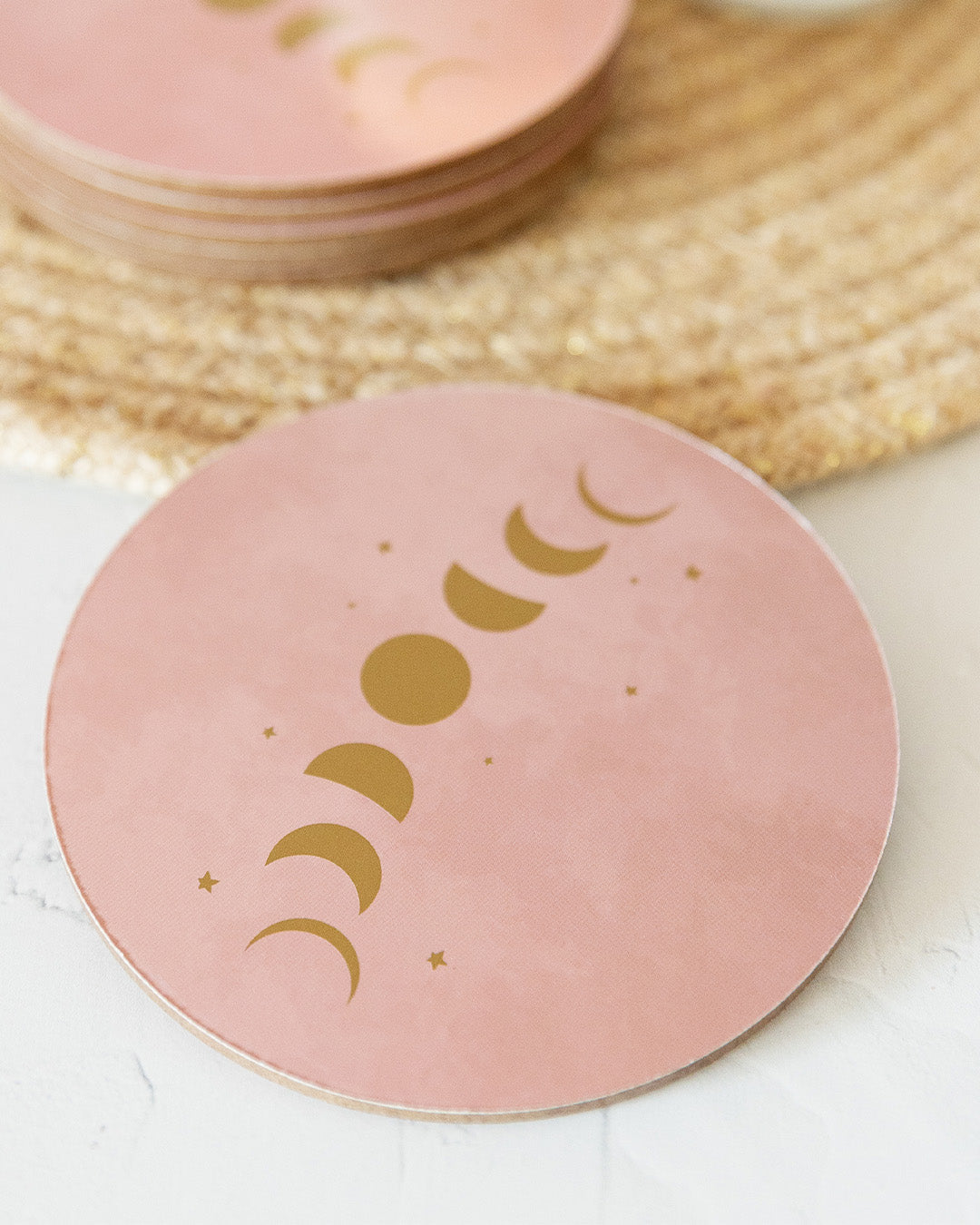 Deko Untersetzer mit Mondphasen Rosa Gold